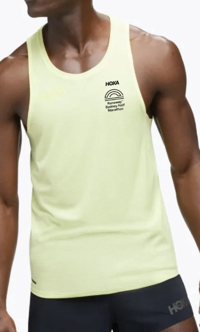 HOKA Runaway Sydney Half Marathon Men's Glide Singlet- Citrus Glow