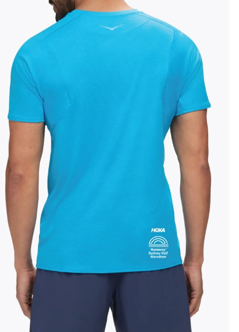 HOKA Runaway Sydney Half Marathon Men's Glide Short Sleeve Tee- Diva Blue