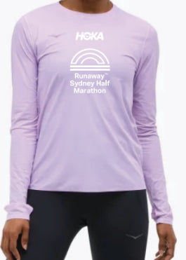 HOKA Runaway Sydney Half Marathon Women's Airolite Run Long Sleeve- Aster Flower